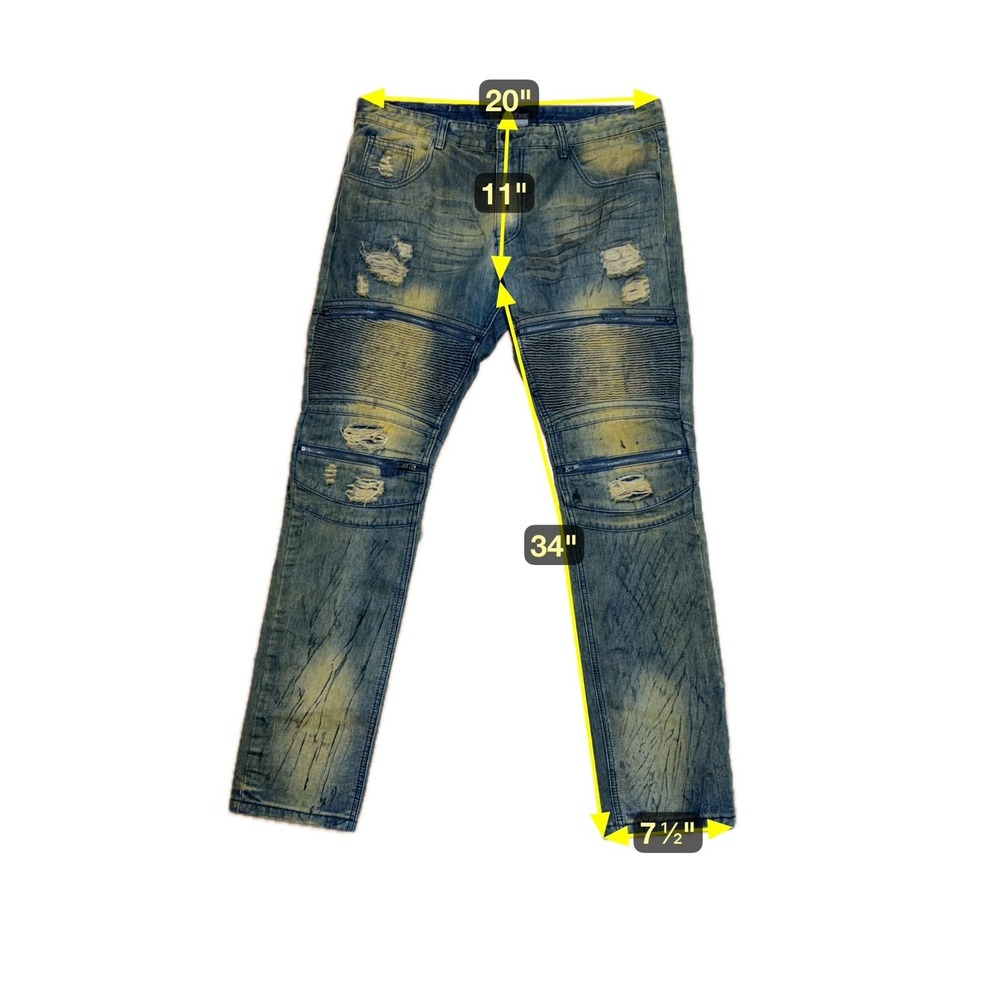 Smoke Rise Cyberpunk Biker Jeans Mens Size 40 Grungecore Moto Streetwear Edgy - Picture 7 of 7